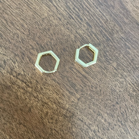 Hey June Gold Hexagon Huggies - Picture 1 of 2